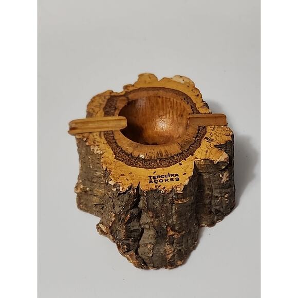 VTG Souvenir Ash Tray Tercera Acoures Mexico Burl Wood - Picture 2 of 7